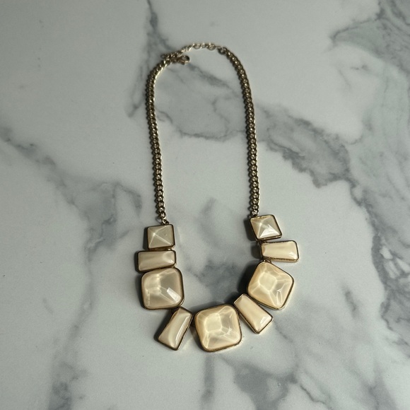 Jewelry - Statement Cream and Gold Geometric Necklace